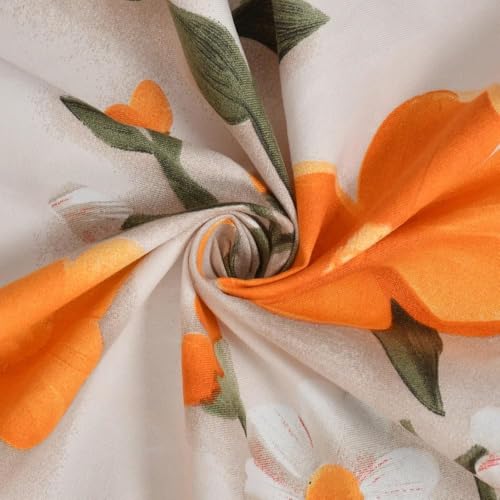 Image of 380 TC Premium Glace Cotton Elastic Fitted Bedsheet King Size with 2 Pillow Covers King Size | Double Bed with All Around Elastic (7DOrange, Fitted - 72 inchx78 inch King)