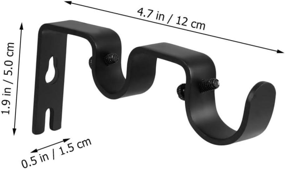 4pcs Heavy Duty Iron Curtain Rod Bracket Holders Adjustable for Wall Mounting