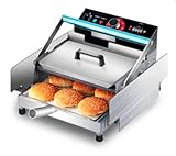 Máquina de hamburguesas eléctrica de doble capa de 750 W Tostadora comercial de hamburguesas totalmente automática Máquina de calentamiento de pan con temporizador de 0-3 minutos (modo inteligente)