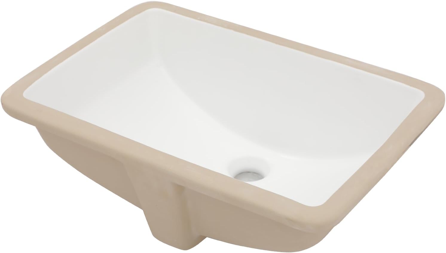 19''x14'' Undermount Bathroom Sink Rectangle Bathroom Sink White Porcelain Ceramic Sinks Vanity Sink Under Counter Basin Lavatory Sink Vessel Sink