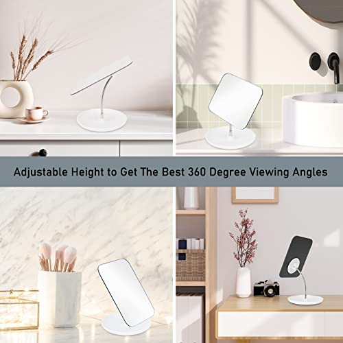 LFOYOU Table Vanity Mirror with Stand - Makeup Mirror for Desk - Adjustable Flexible Gooseneck, 360°Rotation Folding Portable Bathroom Shaving Cosmetic Mirror Square - Imagem 7