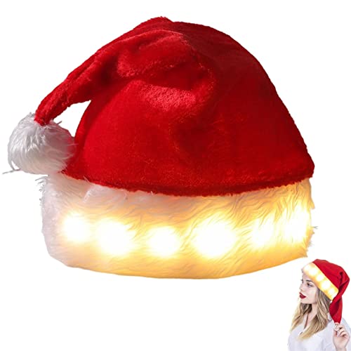 Eayoly Gorro De Papá Noel LED, Light Up Sombrero De Nieve Invernal Beanie Gorro, Gorro De Navidad con Luces LED, Gorros De Navidad Unisex, Gorro De Fiesta Brillante De Navidad para Adultos Y Niños Cover