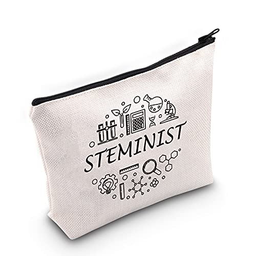 G2TUP Stem Woman Gift Feminist Gift Steminist Cosmetic Bag Stem Student Gift Science Makeup Bag Gift for Women in Science, Bolsa branca Steminist