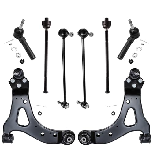 Image of Detroit Axle - FWD Front End Kit for 05-07 Buick Terraza Saturn Relay, 05-09 Chevy Uplander Pontiac Montana, Lower Control Arms w /Ball Joint Outer Inner Tie Rods Sway Bar Links Replacement - 8pc