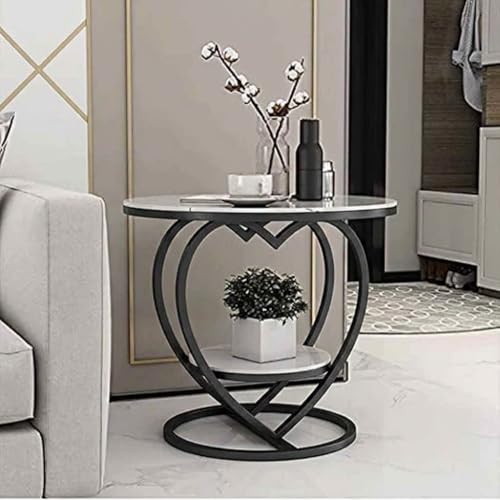 Image of Coffee Table for Living Room,Modern Corner Sofa Side Bedside Tables Snack End Table for Bedroom,White Table Top with Gold Metal Frame (Black White)