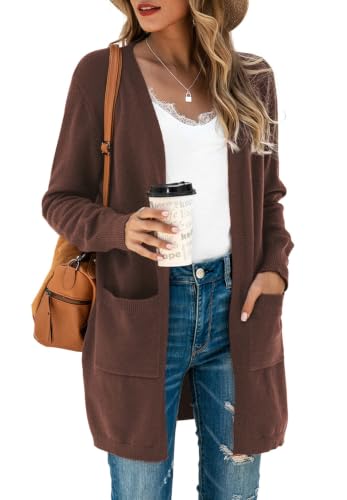 Image of TASAMO Cardigan Sweaters for Women Long Sleeve Open Front Casual Knit Fall Coat Oversized Soft Outwear with Pockets