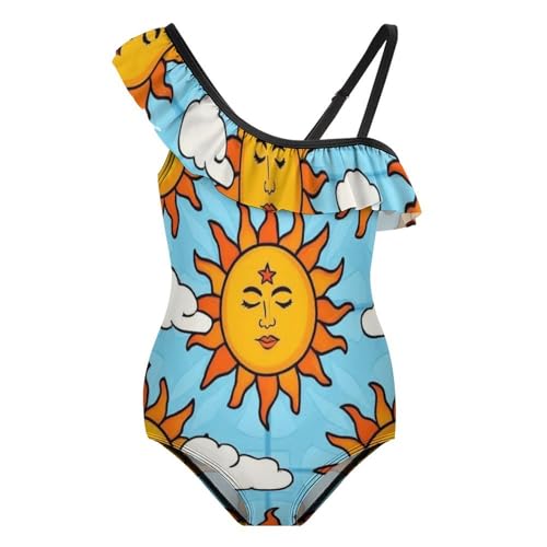 Girl's One Shoulder Swimsuit Summer Floral Ruffle Cute One Piece Bathing Suit