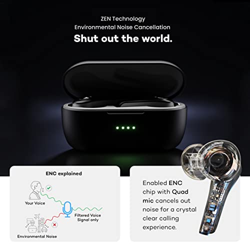 Image of Boult Omega Wireless Earbuds with Active noise cancellation, 4 ENC noise cancelling mic, 32H playtime, Low latency gaming mode, Type-C Fast Charging, IPX7 Waterproof with Bluetooth 5.3(Black)
