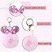 Sunwel Fashion Cute Pom Pom Ball Keychain- Mouse Ears & Polka-dot Bow Fluffy 2 Pack Fur Ball Keyring Charm for Handbag Backpack (pink/pink)
