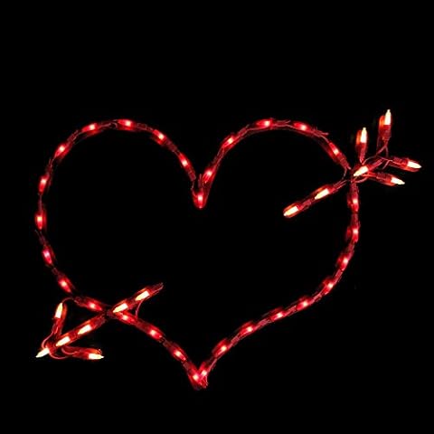 Northlight Lighted Heart and Arrow Valentine's Day Window Silhouette - 17" - Red Cover