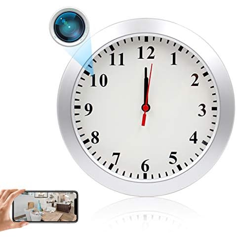 JLRKENG Hidden Spy Camera Wall Clock 1080P HD WiFi Clock Cameras Wireless Home Security Nanny Cam with Motion Detection Alarm Mini Video Recorder for Home and Office Surveillance, No Audio Cover