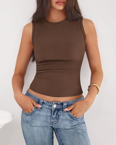 Image of BTFBM High Neck Tank Top for Women Sleeveless Ribbed Y2k Clothes Basic Shirts Going Out Outfits Spring Summer Tops 2026