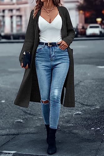 Image of Danedvi Long Cardigan Sweaters Women Trendy Open Front Coat with Pockets