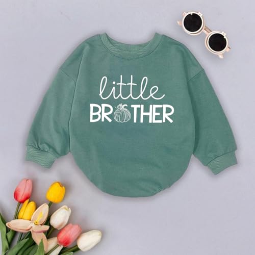 2PC Little Pumpkin Baby Romper for Boy, Little Brother Fall Romper, Infant Halloween Ghost Outfit2