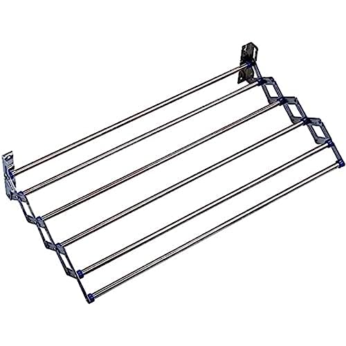 WENKO Teleskop Wäschetrockner, zusammenfaltbarer Edelstahl-Wäsche-Trockner zur Wandmontage mit 3,30 m Trockenlänge und 5 ausziehbaren Trockenstäben, aus rostfreiem Edelstahl, 70 x 12,5 x 11-35 cm
