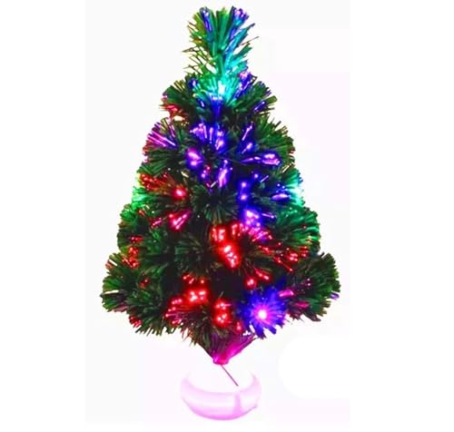 Artificial Christmas Tree Fiber Optic Traditional Star Top Metal Stand Xmas Holiday Home Office Street Decoration Indoor Outdoor (45 Cm)