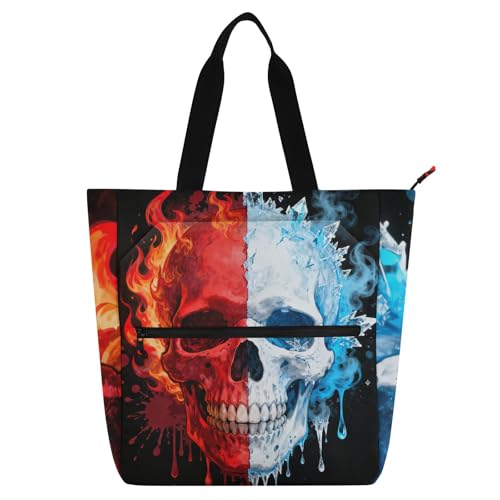 Bolsa de mano gótica de esqueleto rojo, mochila ligera para escuela y viaje