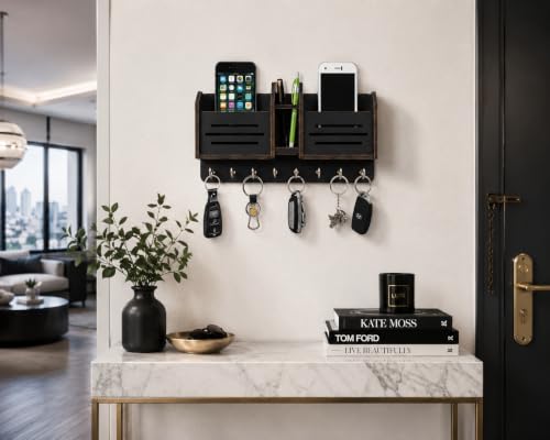 Image of Wooden Key Holder for Home MDF Wood Wall Mounted Designer Key Holders for Wall Decor Keys Hanger Stylish Mobile Stand Key Organizer for Home Decor and Office Decor Keychain Hanger