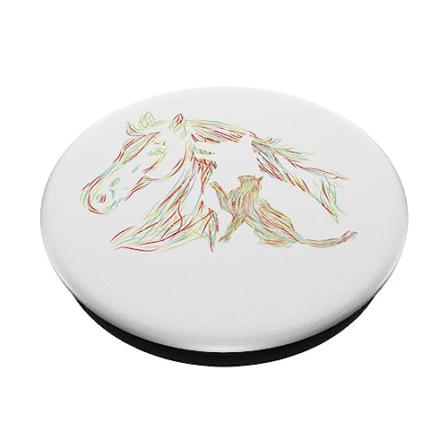 Horse Dog Cat Abstract Figures Fun Four-Legged Gifts PopSockets Swappable PopGrip, Black - Image 2