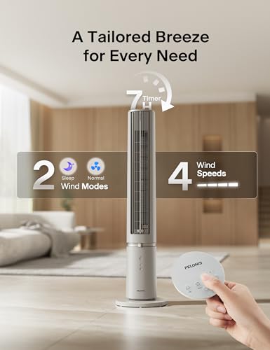Image of PELONIS 40-Inch Tower Fan for Bedroom, Fan That Blows Cold Air, Oscillating Fan with Innovative Washable Design, 2000 CFM, 28ft /s Airflow, 4 Speeds + 2 Modes, 90 Oscillation, 23dB Quiet