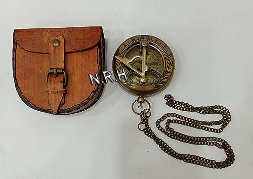 Brújula de Bolsillo de Latón con Estuche de Cuero Grabado miniatura 2