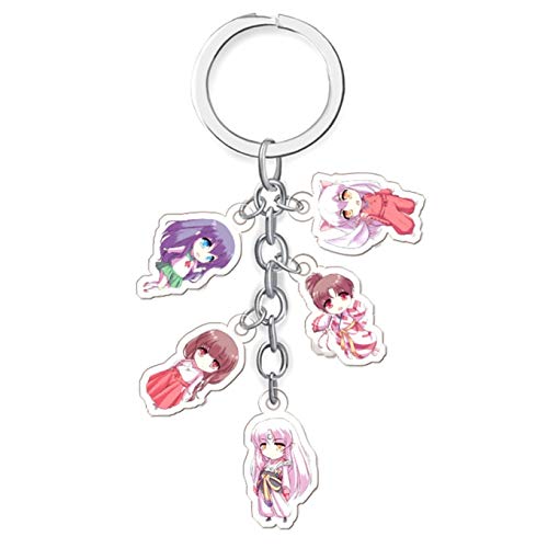 Tding Serviceable Anime Key chain Super Kawaii Acrylic Key ring With 5 Pendants For Keys, Bags And Pencil Cases(None one size 5016)