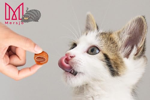 MERSJO Katzenleckerli - 92% Hoher Fleischanteil, Keine Zusatzstoffe, Getreide- und Zuckerfrei, Leckereien für Katzen und Hunde zur täglichen Ergänzung, Sushi mit Ente und Kabeljau, 10x50g