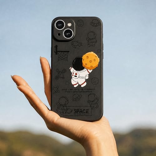 Image of Cosmic Silicone Astronaut Case for iPhone 13 Mini, Cute Soft Touch Designer Protective Cover, AstroShield Shockproof Defense with Matte Anti-Slip Grip | Astro Midnight