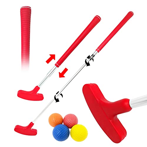 Kids Putter with Adjustable Size for Junior Golfers with Extendable Shaft Right and Left Hand (Red)