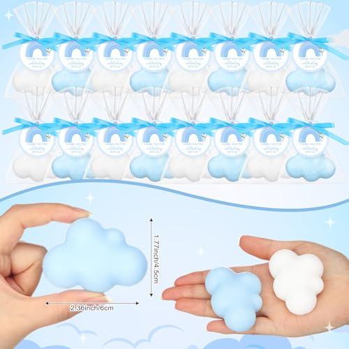 Image of Demissle 40 Sets Cloud Baby Shower Favors Cloud Handmade Scented Soaps Cartoon Story Party Favors with Thank You Cards for Guests Baby Shower Wedding Birthday Party Return Gifts (White,Blue)