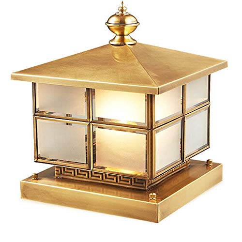 Pillar Stigma Light for Home Garden European Style Pillar Light Outdoor Waterproof Fence Light Copper Retro Wall Garden Column Headlights (Color : Gold, Size : 40×40×44cm)