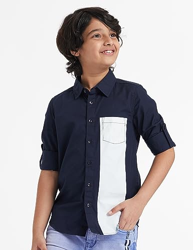 Image of Amazon Brand - Symbol Boys Cotton Solid Regular Fit Shirt