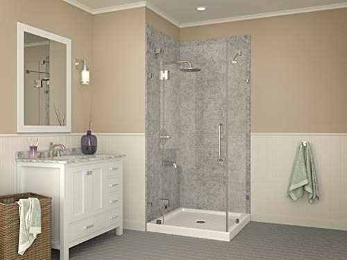 ANZZI Titan Series 36 x 36 Inch Marine-Grade Acrylic Slip-Resistant Two Sided Flange Shower Base with Center Drain in White | SB-AZ009WC