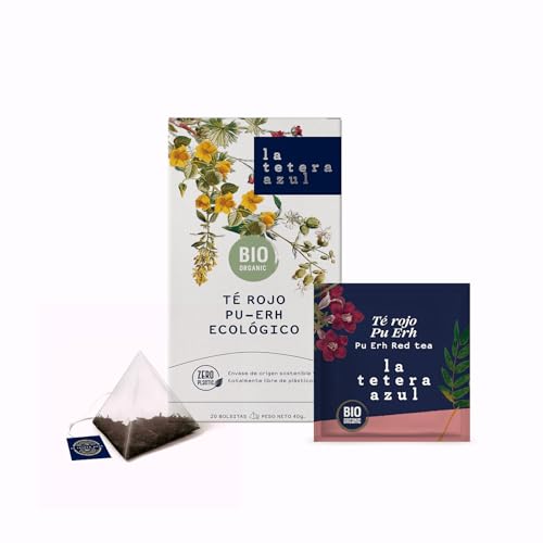 LA TETERA AZUL Té Rojo Pu Erh Ecológico. Infusión Orgánica En Pirámides. 20 Pirámides.