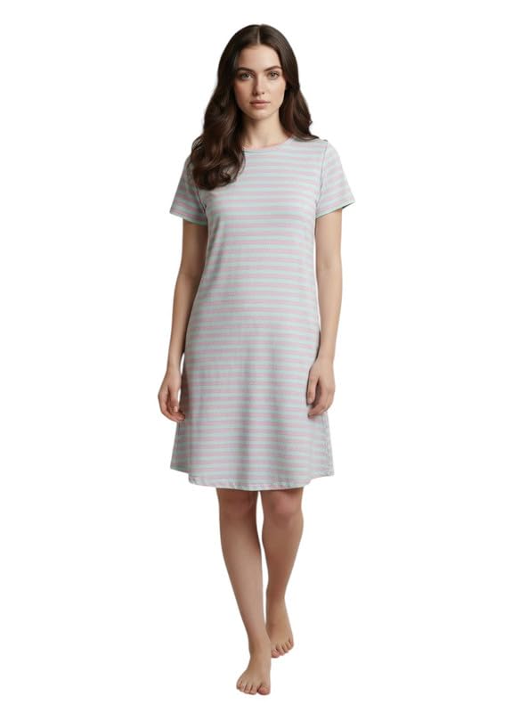 Printed Women Pure Cotton Printed Knee Length Nighty-image-14