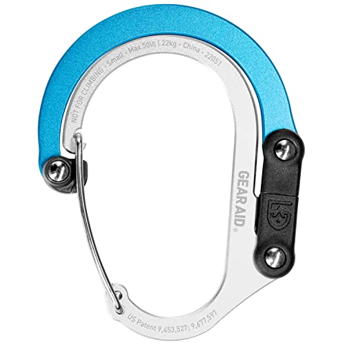 GEAR-AID-HEROCLIP-Carabiner-Clip-and-Hook-Small-for-Purse-Stroller-and-Backpack-Blue-Steel
