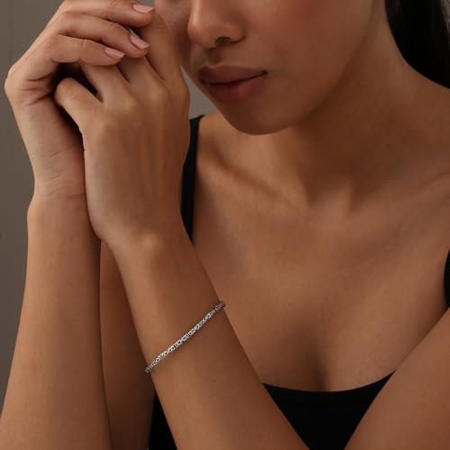 LeCalla Solid 925 Sterling Silver Byzantine Bracelet for Women | Italian 2.5MM Round Handmade Antique Byzantine Link Chain Bracelet 7 Inches, Made in Italy3