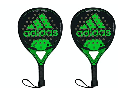 Adidas Padel Racket Precision PRO Fiber Glass with Eva Soft Performance Padel Raquet- Platform Tennis Paddle Pala Padel Raqueta (Black Mate Green) Set of 2