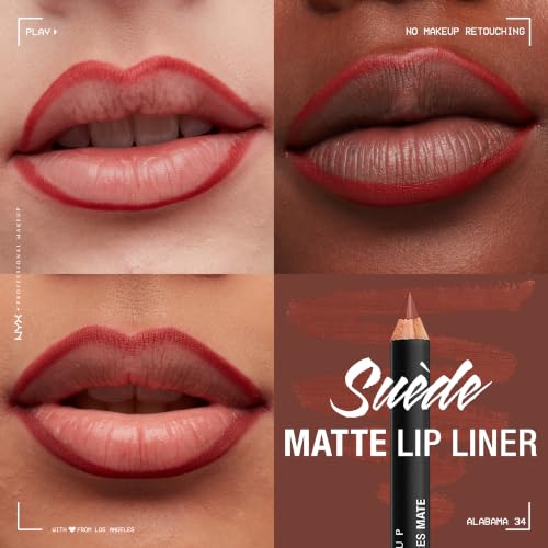 Image of NYX PROFESSIONAL MAKEUP Suede Matte Lip Liner, Velvety-Smooth, Long-Lasting Formula For A Defined Lip Makeup Look - Alabama (Red)