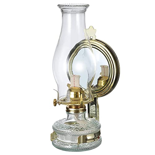 DEFORMER Lanterne De Lampe À Huile 315 Mm Miroir-Grande Capacité 300 ML / 10 Oz Lampe Pétrole Vinatge Fixation Murale Camping Plein Air Hurricane Lamp Portable Home Emergency Lighting Metal Glass Oil Cover