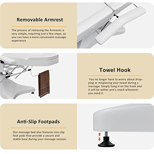 OKAKOPA-360-Swivel-Tattoo-Bed-Chair-Heavy-Duty-Facial-Esthetician-Beds-Lash-Chair-wAdjustable-Angle-and-Height-Mute-Professional-Dental-Chair-Spa-Treatment-Table-for-Massage-White