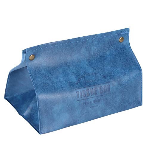 Scatola di Fazzoletti, Scatola di Fazzoletti in Pelle PU Rettangolare Scatola di Fazzoletti da Scrivania Organizzatore di Fazzoletti per Il Viso per Auto, Soggiorno, Ufficio, Bagno(Blu)