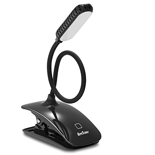 Homestarry 16 LEDs Clip on Reading Lights, Portable Outdoor Book Lights, Touch Switch 3 Levels Brightness Dsek Lamp,Certified with ROSH/CE, USB Rechargeable and Eye Protection for Readers, Kids, Table