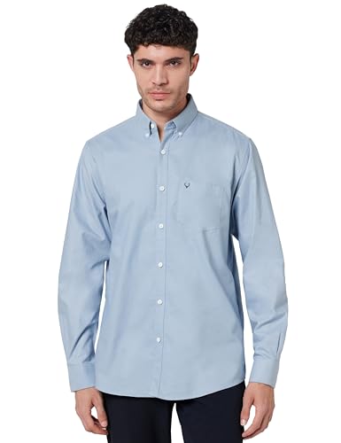 Image of Allen Solly Men's Cotton Buttoned Down Shirt | Classic Fit, Soft Breathable Fabric, Smart Casual & Office Wear
