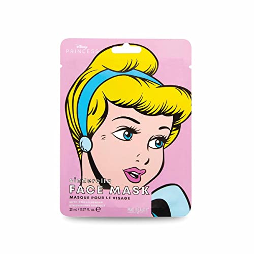 MAD BEAUTY DISNEY Princess Cinderella Face Masks, Lavender Infused Sheet Masks, Heals Damaged Skin, Calming, Anti-Inflammatory, Detoxifying