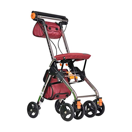 Folding Rollator 4 Wheels Rollator Walker, Portable Mobility Aids, Walking Aids Foldable, Drive Rollator Walker with Seat, Rolling Walker Double Brake System -  FAiruo, ZQZXC06291854