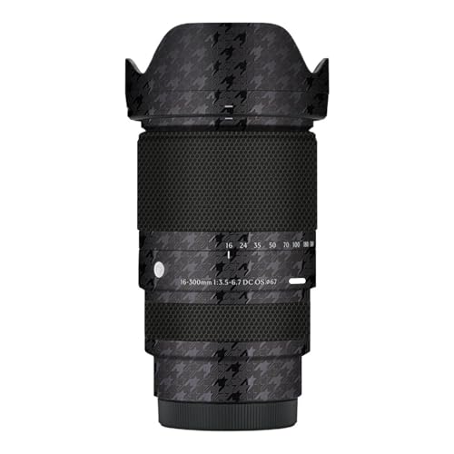 Mebont カメラアクセサリー ステッカー Sigma シグマ 16-300mm F3.5-6.7 DC OS 富士Xマウント 標準ズームレンズに適合する保護装飾ステッカーで、耐擦傷性、耐摩耗性を備えたカメラスキン保護フィルム、迷彩(チドリの黒)