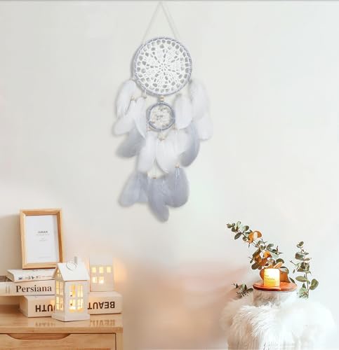 Dream Catchers Boho Wall Decor Moon and Sun Feather Handmade Traditional Dream Catcher Wall Hanging Decor for Kids Bedroom Adult Living Room Home Bohemian Decorations (Grey Set) by DJSYLIFE - Image 4