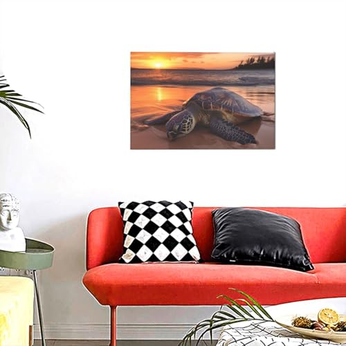 Toile murale tortue de mer pour raviver un mur blanc et triste
