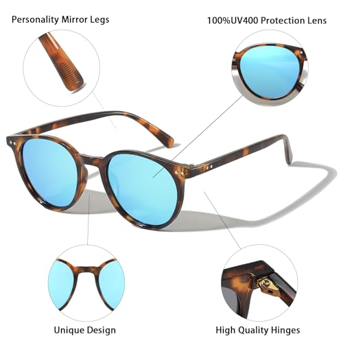 Image of Small Round Polarized Sunglasses for Women Men Compact Vintage Style UV400 Protection Classic Lightweight